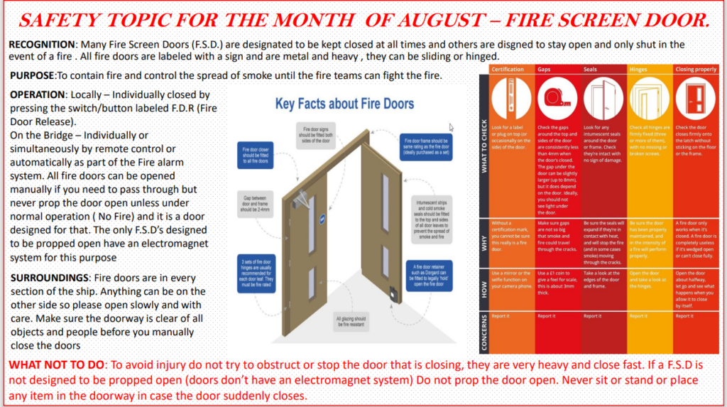 Safety Topic for month of August